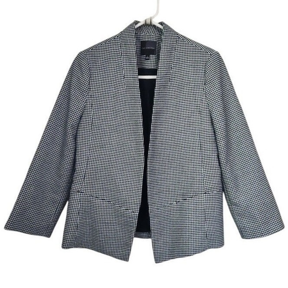 Women's‎ Black & White Houndstooth Jacket Blazer Women's Size S Open Front A25 - Picture 2 of 6